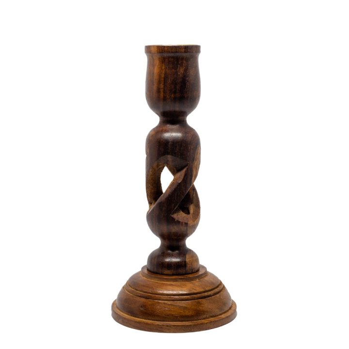 Sfesnic Model Spirala Infinitului, Lemn Sculptat, Maro,15 Cm