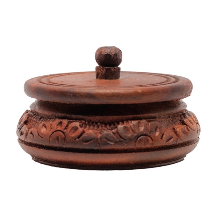 Cutie Rotunda Caseta Cu Capac, Sculptata 4cm