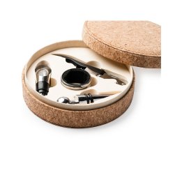 Set 4 accesorii vin in cutie de pluta