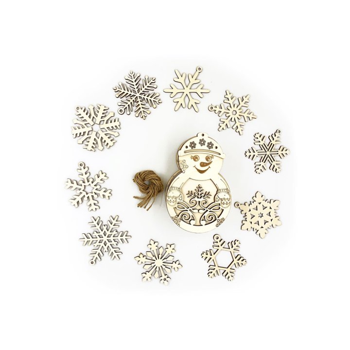 Set ornamente brad din lemn