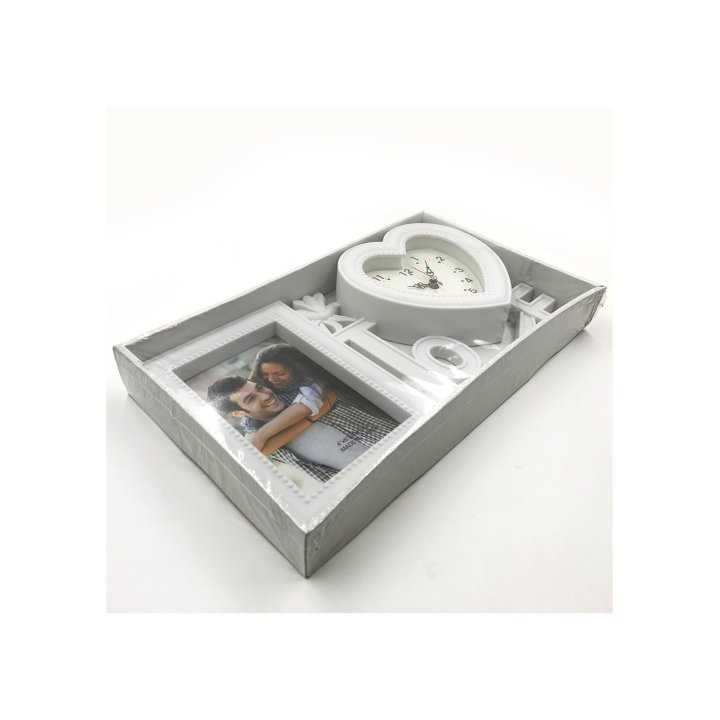 Rama foto personalizata inima cu ceas