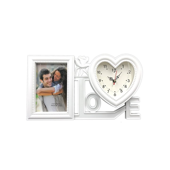 Rama foto personalizata inima cu ceas