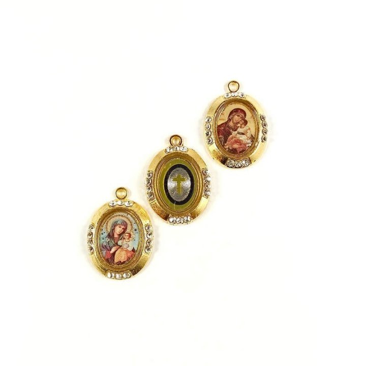 Medalion cu icoana din metal rotund