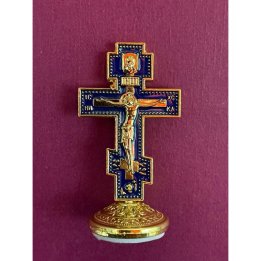 Crucifix auriu cu email
